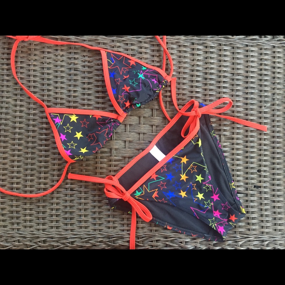 Victoria's Secret Black & Red Star Bikini XS